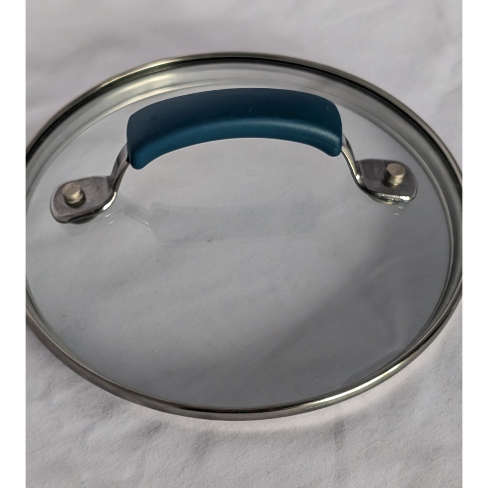 Universal 6.25 Inch Tempered Glass Replacement Pot Lid Teal Blue Silicone Handle